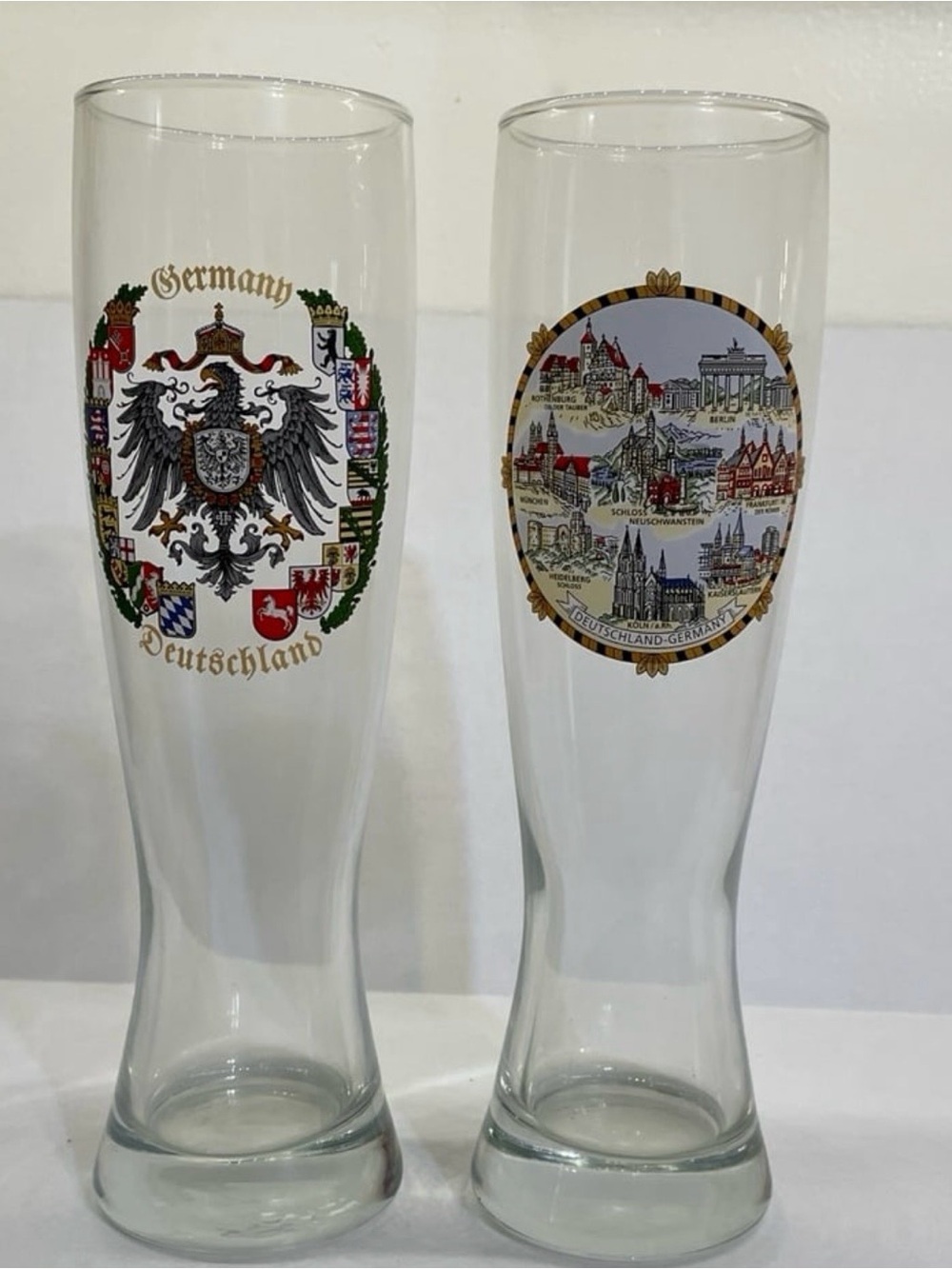 Germany Deutschland Set of 2 Wheat Beer Glasses or Pilsne